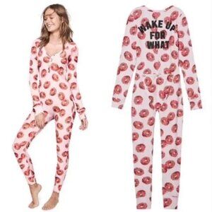 Pink Donut Print Women's Pajama Set